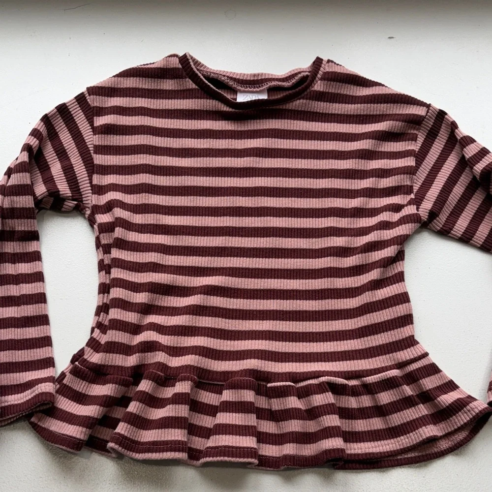 Zara kids Pink and Maroon striped set, size 6 - Picture 3 of 14